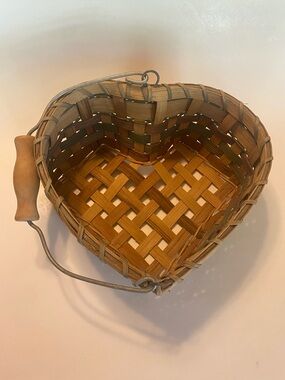 Vintage Woven Heart Basket | Hand-Painted Hearts | Country Farmhouse Wall Décor